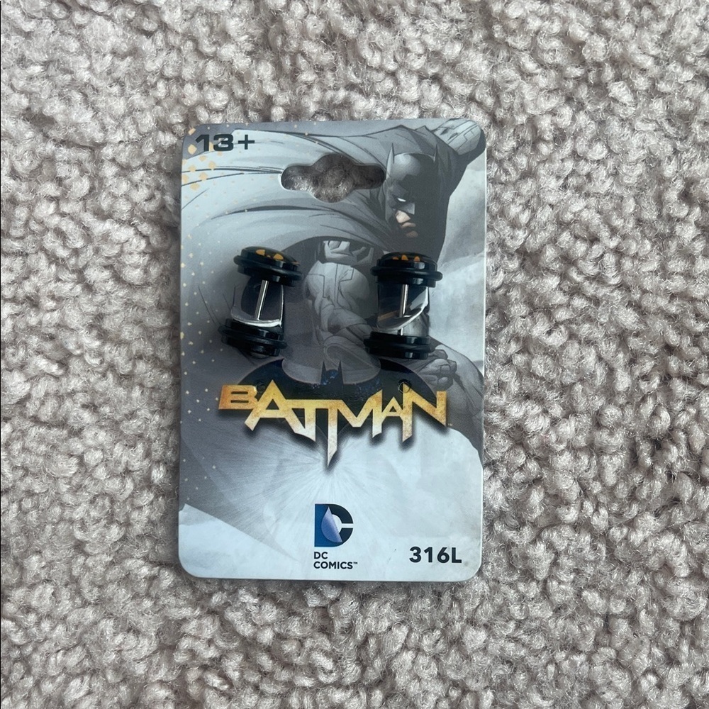 DC Comics Batman Black and Gold Faux Plug Earrings